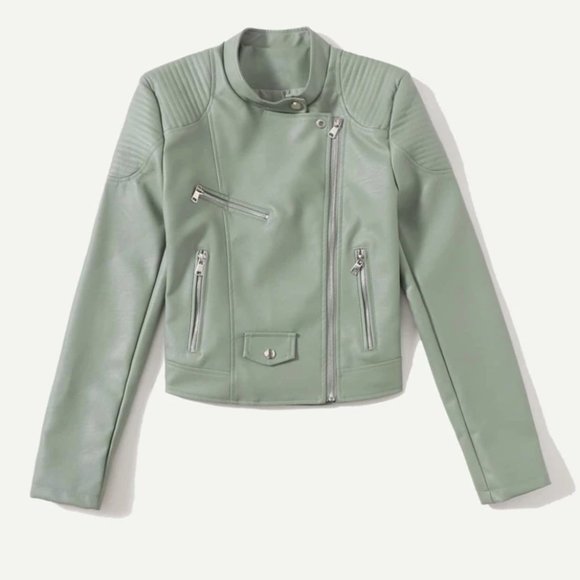 Vegan Leather Minimalist Moto Jacket Black - Picture 7 of 16